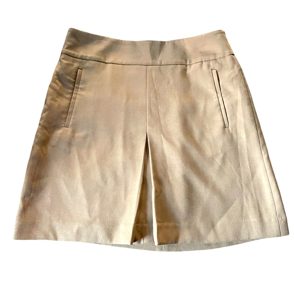 Ann Taylor Loft Women's Size 6 Camel Brown Pleat Front A-Line Skirt Career